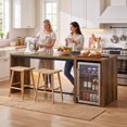 thumbnail image 3 of Finmind 78.74" Kitchen Island with 2 Shelves and Mini Fridge Space, Large Stationary Island Table for Kitchen & Dining Room, Rustic Brown & Black, 3 of 7