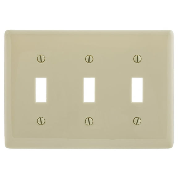 Hubbell NPJ3GY Gray 3-Gang Unbreakable Mid-Size Switch Plate Cover Wallplate