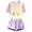 Purple, variant on Girls Clothing Set Summer Print Short Sleeve Top And Shorts Set Cute Round Neck Pocket Casual Outfit For Teens And Juniors Sweet Girl Skin Friendly Outfits Size 13 Years-14 Years
