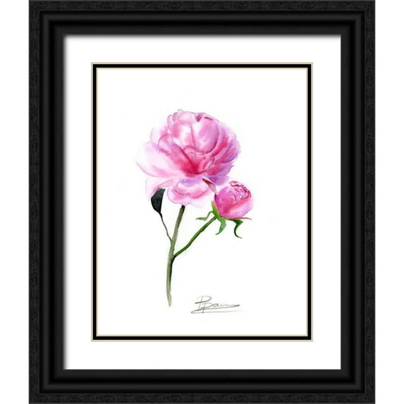 Shefranov, Olga 15x18 Black Ornate Wood Framed with Double Matting Museum Art Print Titled - Pink Flowers V