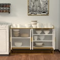 thumbnail image 3 of iRerts Buffet Table Accent Cabinet with Storage, Wood Kitchen Buffet Cabinet Sideboard with Doors and Metal Leg, Modern Freestanding Sideboard Cabinet for Kitchen Living Room Entryway, White, 3 of 7