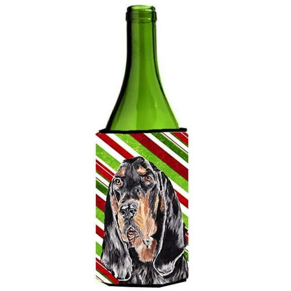 Coonhound Candy Cane Christmas Wine bottle sleeve Hugger - 24 oz.