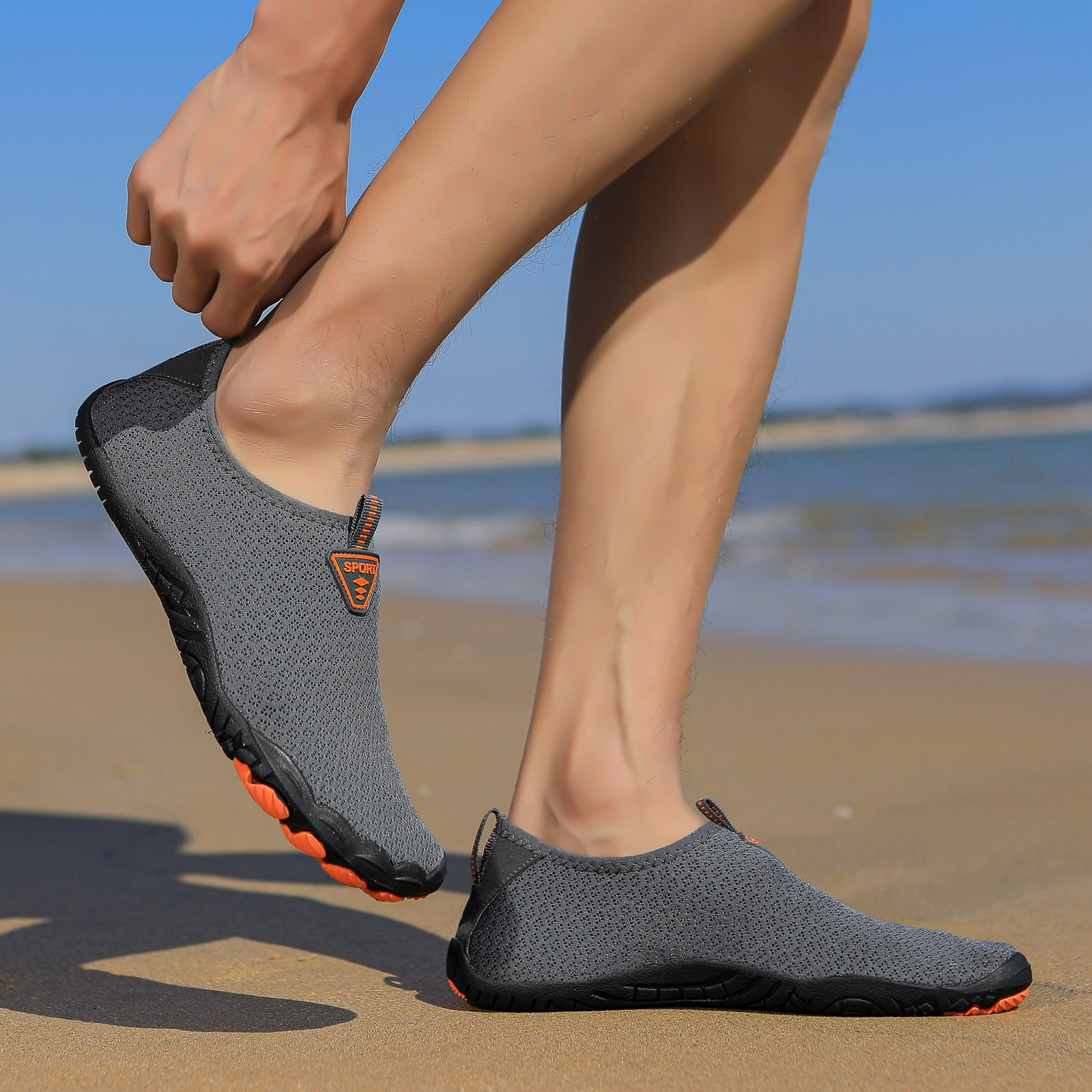 Mepaouo Womens Mens Water Swim Shoes Wide Toe Box Barefoot Beach Socks for Walking Hiking Diving