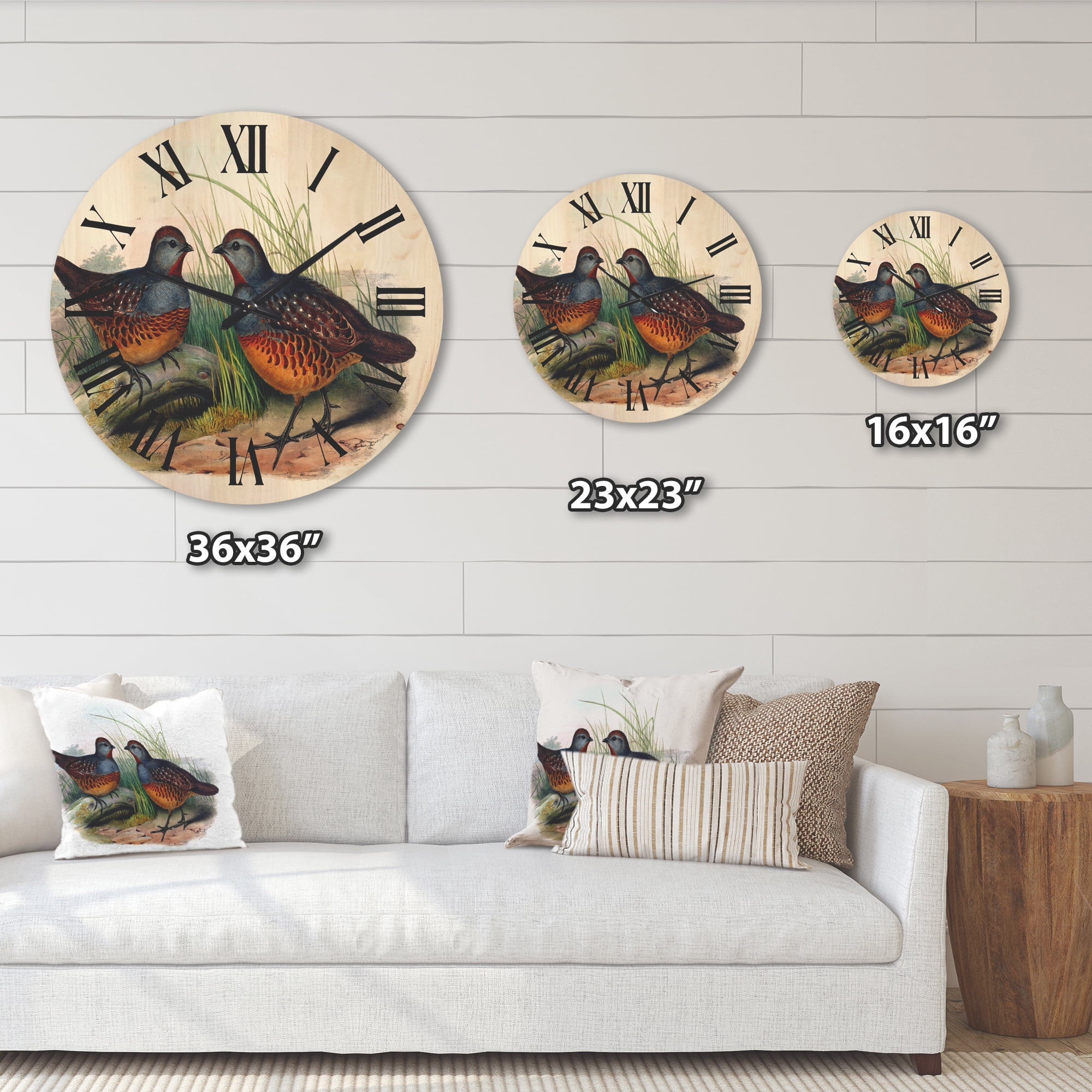 Designart 'Ancient Birds In The Wild VII' Traditional Wood Wall Clock
