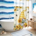 thumbnail image 5 of No Hook Shower Curtain, Sunflower Gnomes Shower Curtains for Bathroom with See Through Top Window, Yellow Sunflower Vintage Leaves Bee Waterproof & Washable Bath Curtain Small Stall 36"x78", 5 of 9