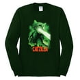 thumbnail image 2 of Catzilla Parody Taking Over City | Mens Cat Lover Long Sleeve T-Shirt, Forest Green, Medium, 2 of 3