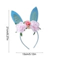 thumbnail image 3 of Diadema con orejas de conejo y tocado de flores para fiesta infantil, accesorio para el cabello de Pascua, diadema de plástico, 3 of 6