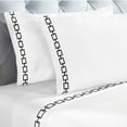 thumbnail image 4 of Superior Chain Links Embroidered Cotton Bed Sheet Set, Queen, White/Black, 4 of 11