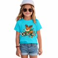 thumbnail image 2 of Povozer Girls Christmas Shirts Kids Cute Bow Graphic Tee Boys Girls Christmas Shirts Toddler Kids Merry and Bright Shirt,Size 5-6 Years,Blue, 2 of 6