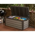 thumbnail image 4 of Keter 120 Gallon Resin Large Deck Brushwood Box for Patio Garden Furniture, Outdoor Cushion Storage, Pool Accessories, and Toys, Brown, 4 of 5