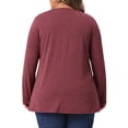 thumbnail image 4 of DARING DIVA Women's Plus Pleated Blouses Crew Neck Soft T-Shirt 2X Burgundy, 4 of 6
