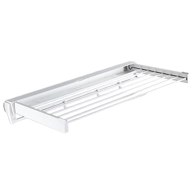 GROWTH TANK Foldable Clothes Drying Rack, Wall Mounted Towel Rack with 3 Hooks, Space Saver, White