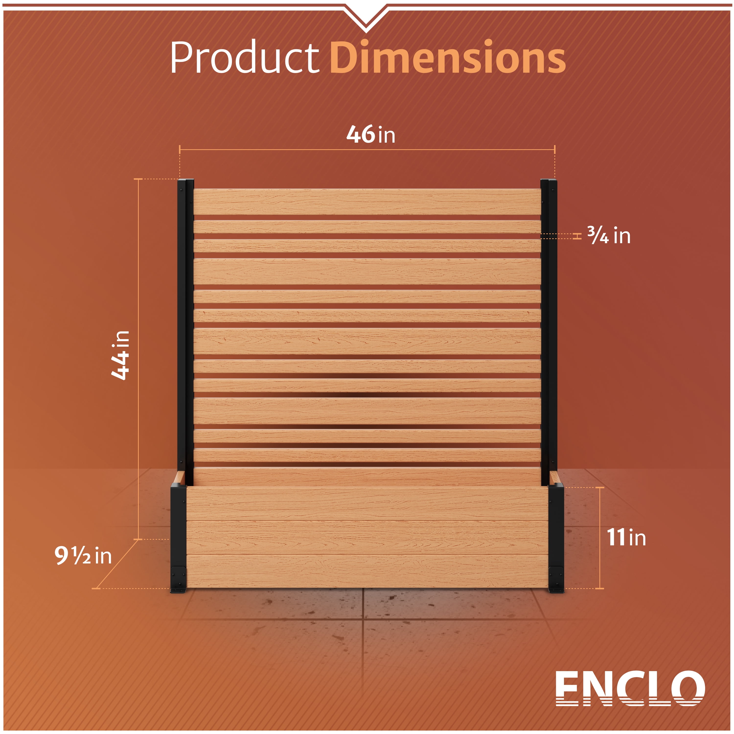 44in H x 46in W x 9.5in L (1 Screen w/ Planter) Freestanding Enclo