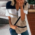 thumbnail image 2 of Birdeem Mode Femmes Été Col en V Manches Courtes Imprimé Fermeture Éclair T-Shirt Blouse Décontractée, 2 of 6