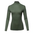 thumbnail image 2 of A2Y Women's Fitted Solid Long Sleeve Mock Neck Rayon Top Shirt Forest Olive L, 2 of 6
