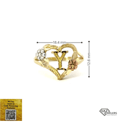 10K Gold Three Tone Heart Y Ring