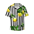 thumbnail image 4 of Uemuo Lemons on Striped Pattern Cotton Linen Short Sleeve Shirts,Casual Lightweight Button Down Shirts,Vacation Beach Summer Tops-Medium, 4 of 7