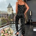 thumbnail image 6 of Womens Pajamas Oversized Hearts Print Cami Silk Pajamas Summer Collared Sleeveless Sleepwear Summer Pjs for Women, 6 of 6