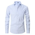 thumbnail image 2 of LODIENY Men's Dress Shirts Solid Long Sleeve Stretch Wrinkle-Free Formal Shirt Business Casual Button Down Collared T-Shirts with Pockets White L, 2 of 3
