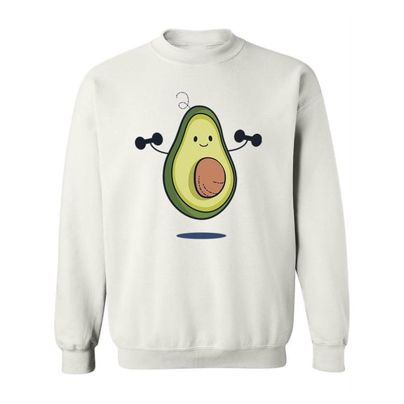 Avocado With Dumbbells Sweatshirt Women -Image by Shutterstock, Female Medium