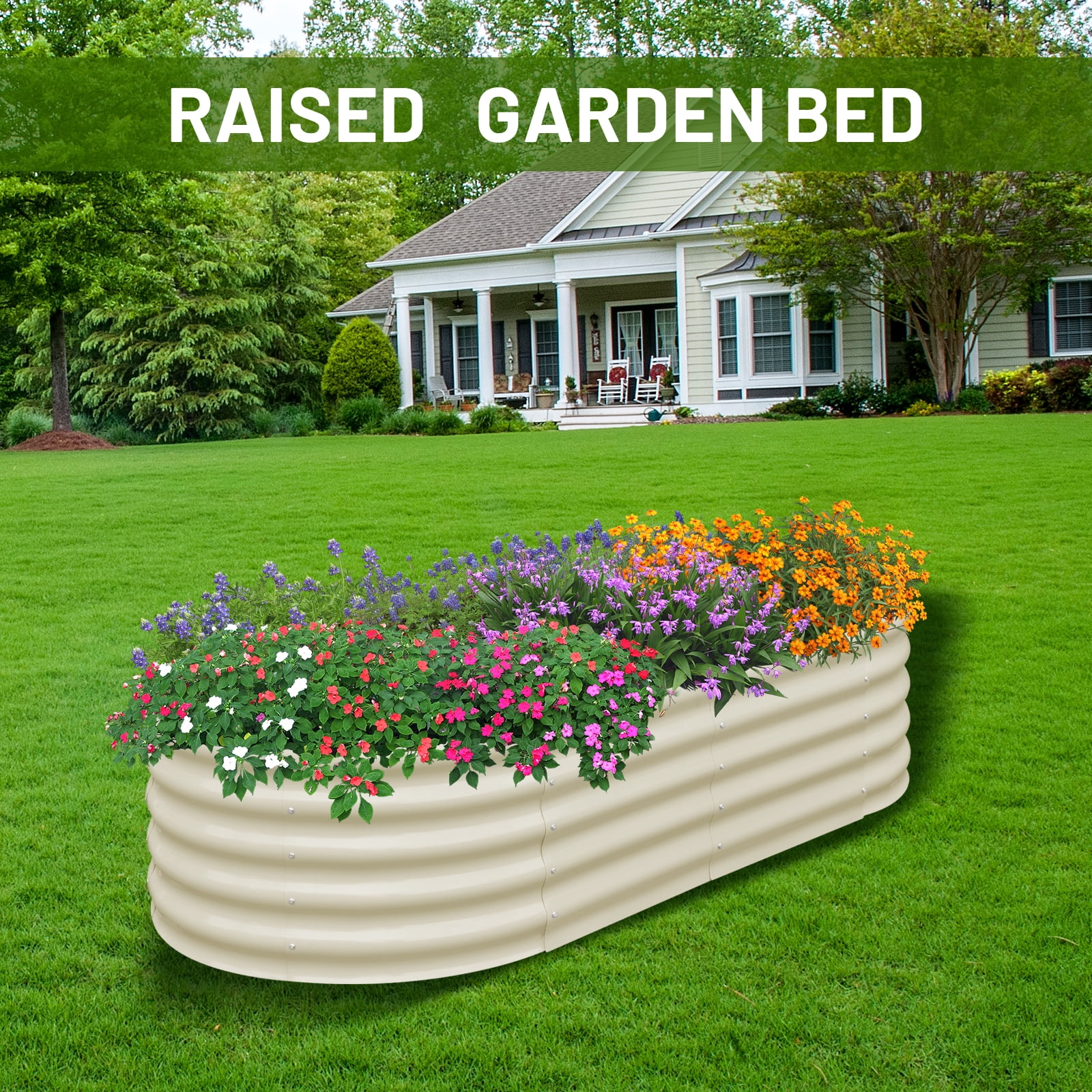 SnugNiture 6x3x1.5 ft Galvanized Raised Garden Bed – Outdoor Metal Planter Box for Vegetables, Herbs, and Flowers, White