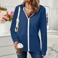 thumbnail image 2 of Womens Hoodie Jackets Full-zip Long Sleeve Hooded Sweatshirt Coat with Pocket Front Zipper Fall Outerwear (M, Blue), 2 of 6