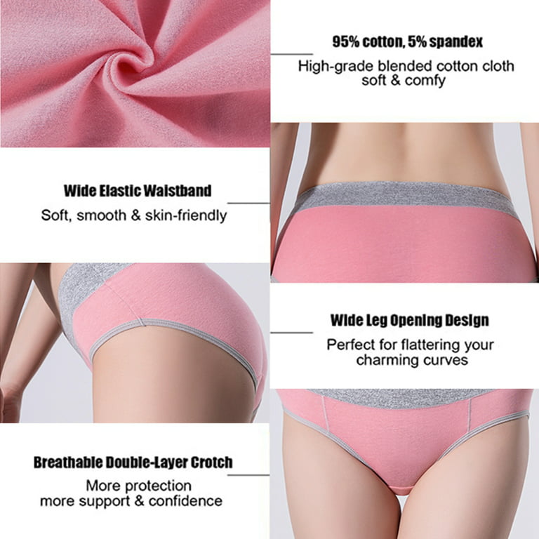 4 Pack Women's Cotton Underwear High Waist Stretch Briefs Soft