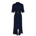 thumbnail image 5 of Blmnix Fit & Flare Dresses for Women 2026 Semi Formal Work Dresses Petticoat Elbow-Length Maxi Henley Belted Women's Casual Dresses,XL, 5 of 6