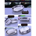 thumbnail image 4 of Stainless Steel Soap Dish with Double Layer Draining Tray for Bathroom Kitchen Silver Oval Dot, 4 of 10