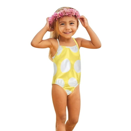 

Toddler Baby Kids Girls Strap Polka Dot 1 Piece Sleeveless Swimsuit Bathing Suit Beachwear Swimwear