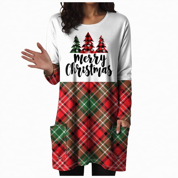 Duqingm Christmas Tops Womens Casual Sweatshirts Long Sleeve Shirts Oversized With Pocket Tunic Tops Wine,S