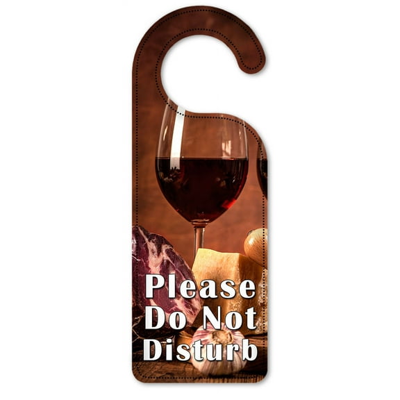 Do Not Disturb Door Knob Hanger Sign - Red Wine, Meat & Cheese