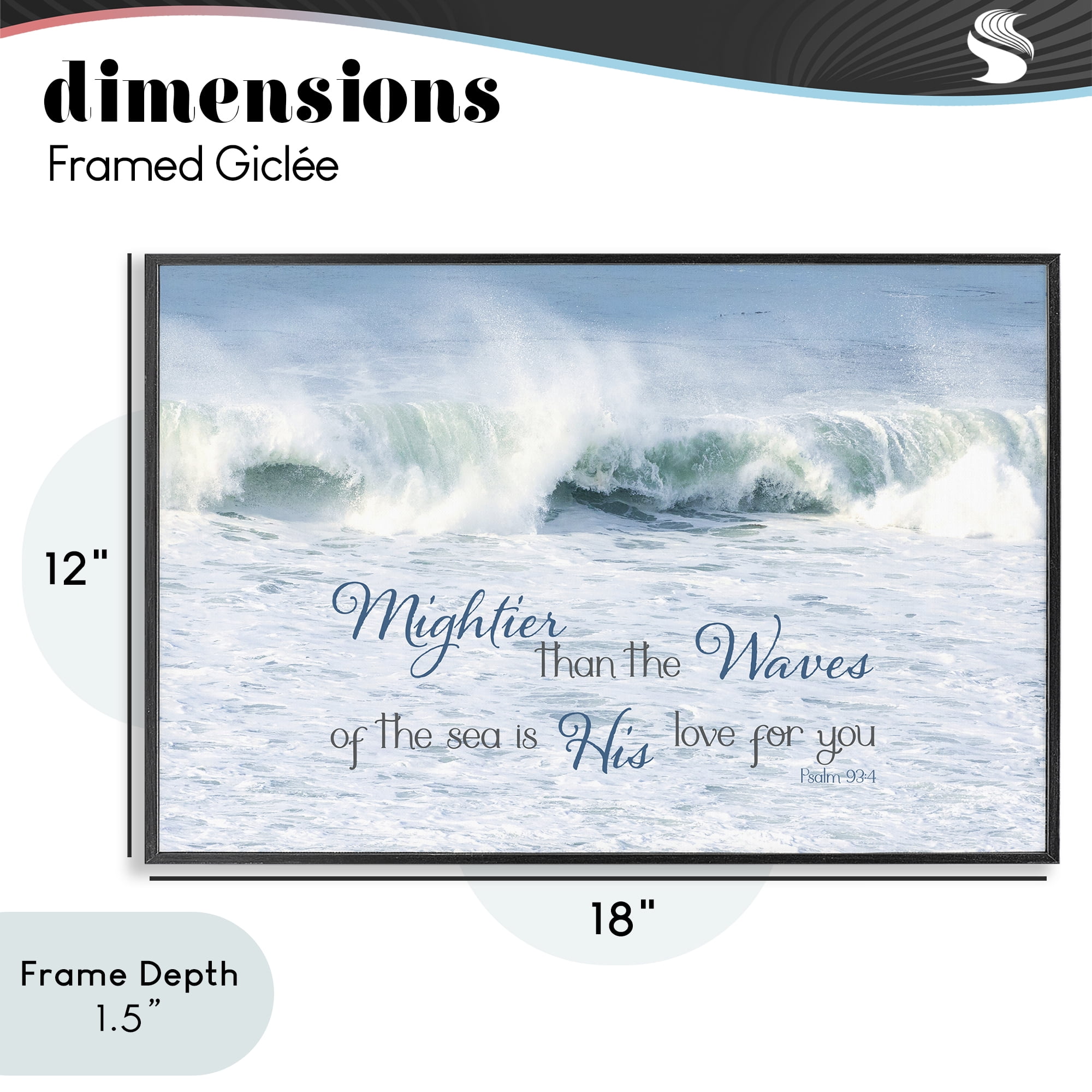 Stupell Industries Mightier Than The Waves Black Framed Giclee Art, design by Kathy Mansfield