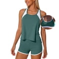 thumbnail image 6 of Busydd 3 Piece Swimsuits for Women Beach Fashion Colorblock Bathing Suits Round Neck Tanks Bras and Shorts Swim Suit S, 6 of 8