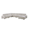thumbnail image 2 of Elegance Contemporary 6pcs Sectional Set XL-Beige Corduroy Corner Wedge Chaise Chairs Modular Living Room, 2 of 9