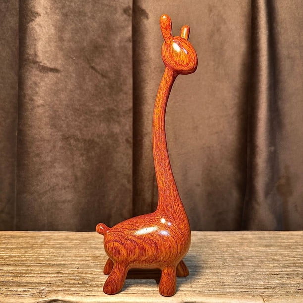 Rosewood carved deer figurine, a symbol of good fortune, for living room TV cabinets, solid wood deer for home entryway wine cabinets, decorative gifts.