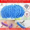 thumbnail image 5 of 2 Pcs Multi Function Duster Mop Slippers Shoes Cover Chenille Fiber Washable Foot Socks Floor Cleaning Tools Shoe Cover for Bathroom (Purple), 5 of 7