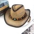 thumbnail image 2 of Western Cowboy Hat For Men And Women Outdoor Classic Style Wide Brim Beaded Band Sun Green, 2 of 3