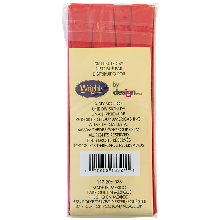 Wrights 1/2 Scarlet Extra Wide Double Fold Bias Tape, 3 yd 