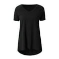 thumbnail image 4 of asdoklhq Womens Plus Size Clearance $5,Women Plus Size Print V Neck Short Sleeved Long T-shirt Blouse, 4 of 5