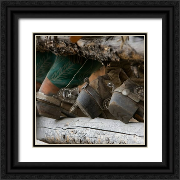 Walker, Carol 12x12 Black Ornate Wood Framed with Double Matting Museum Art Print Titled - Western Boots II
