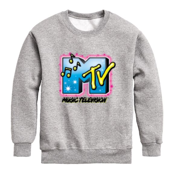 MTV - Airbrush Logo Graphic Long Sleeve Fleece Sweatshirt