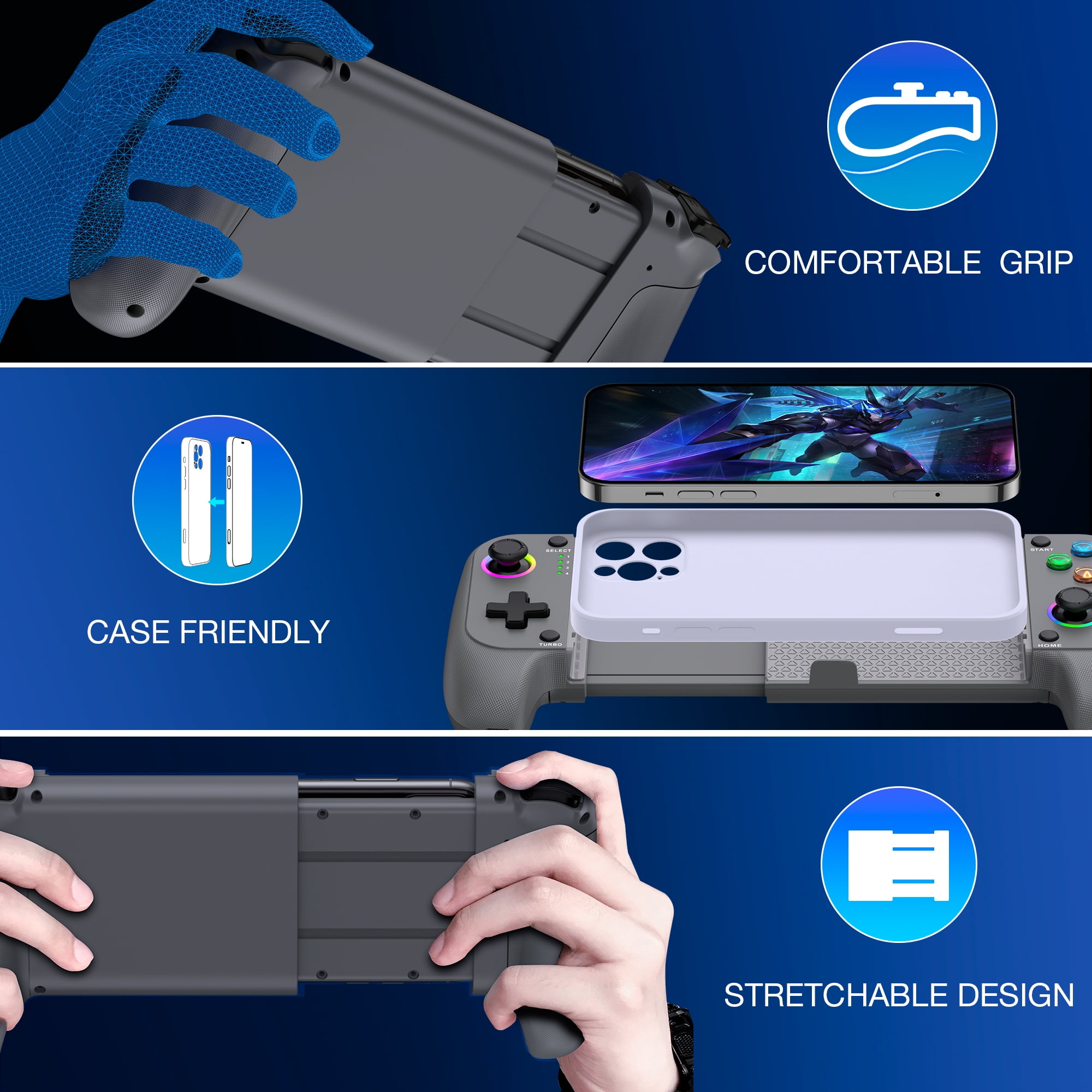 QQV Wireless Mobile Gaming Controller, Compatible with Android & iOS Phones