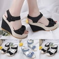 thumbnail image 6 of Xfvqtps Womens Wedges Sandals Espadrilles High Heeled Open Toe Ankle Strap Hook and Loop Bowknot Elegant Non Slip Breathable Lightweight Casual Summer Pumps Black, 6 of 6