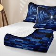 thumbnail image 4 of Castle Fairy Futuristic Cubes Tunnel Twin Quilt Set 2 Pieces,Geometric Block Twin Coverlet Set,Navy Black,1 Bedspread and 1 Pillowcase, 4 of 7