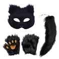 thumbnail image 4 of Conjunto de máscara y cola de animal, lindos accesorios, conjunto de disfraz de zorro para cosplay, cola larga para negro, 4 of 9