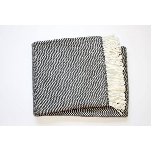 Dark Grey and White Dreamy Soft Herringbone Throw Blanket