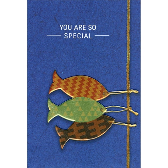 Pictura Orange, Green and Brown Foil Fish on Line Father's Day Card for Someone Special