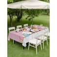 thumbnail image 3 of Outdoor Tablecloth with Umbrella Hole and Zipper, Happy Easter Rectangle Table Cloth 60x84 Inch Waterproof Tablecloth, Colorful Spring Eggs Pink Wooden Picnic Table Cover for Patio Camping, 3 of 7