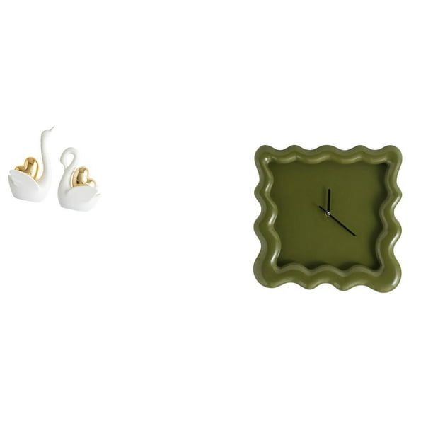 estatua de cisne,Estatuas y figuritas de cisne de cerámica modernas Esculturas,Escultura de animales Decoración centro de mesa,Reloj de pared,Reloj de pared decorativo para baño y dormitorio.